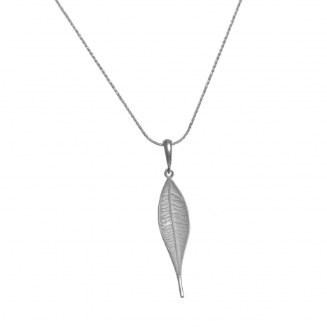 Handmade sterling silver necklace Eight-NK-00020 leaf with rhodium plating
