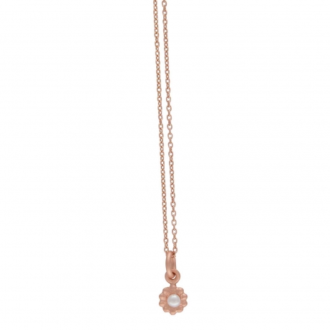 Handmade sterling silver necklace Eight-NK-00239 flower with rose gold plating and semi-precious stones (pearls)