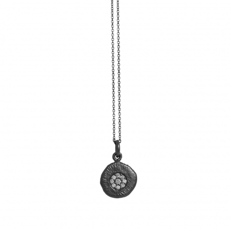 Handmade sterling silver necklace Eight-NK-00241 with black plating and semi-precious stones (cubic zirconia)