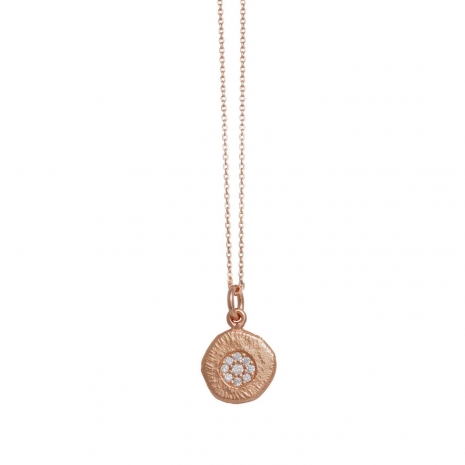 Handmade sterling silver necklace Eight-NK-00243 with rose gold plating and semi-precious stones (cubic zirconia)