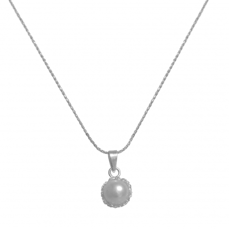 Handmade sterling silver necklace Eight-NK-00318 with rhodium plating and semi-precious stones (pearls)