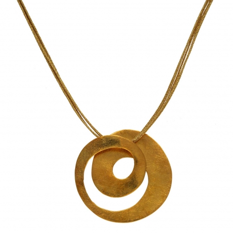 Handmade sterling silver necklace Eight-NK-00371 spiral with gold plating