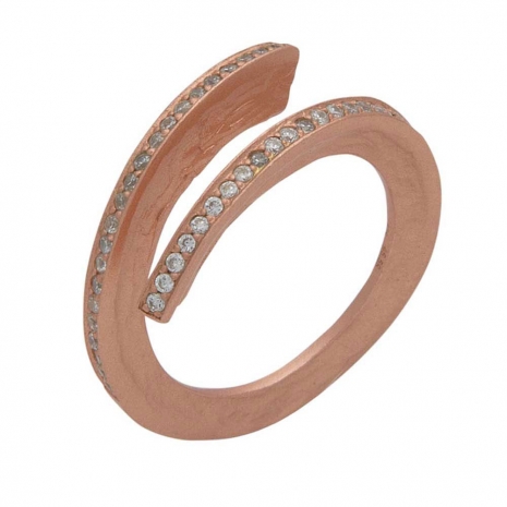 Handmade sterling silver ring Eight-RG-00534 with rose gold plating and semi-precious stones (cubic zirconia)