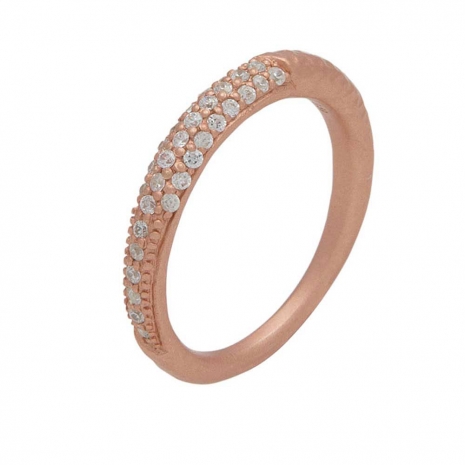 Handmade sterling silver ring Eight-RG-00542 with rose gold plating and semi-precious stones (cubic zirconia)