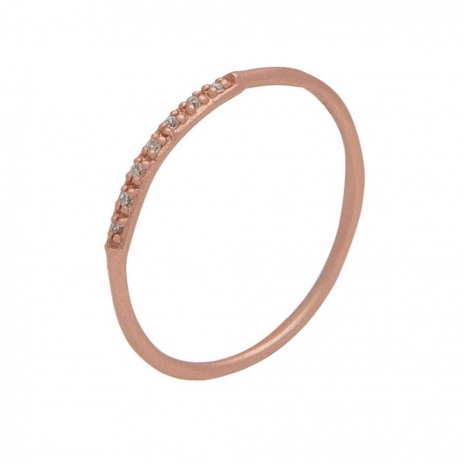 Handmade sterling silver ring Eight-RG-00554 with rose gold plating and semi-precious stones (cubic zirconia)
