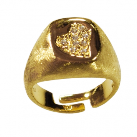 Handmade sterling silver ring Eight-RG-00714 with gold plating and semi-precious stones (cubic zirconia)