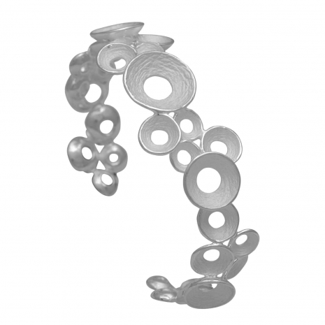 Handmade sterling silver bracelet Eight-BR-00007 circles with rhodium plating