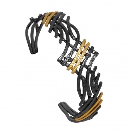 Handmade sterling silver bracelet Eight-BR-00018 with black and gold plating