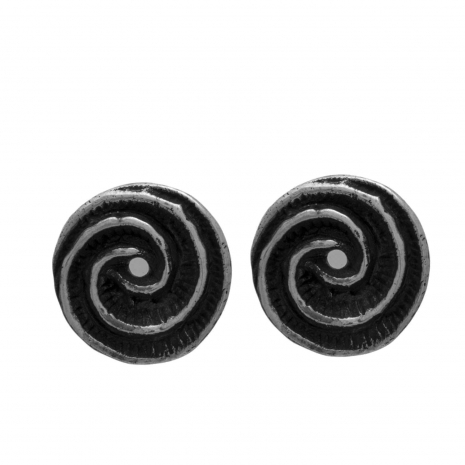 Handmade sterling silver earrings Eight-ER-00138 spiral with rhodium plating and oxidized surfaces