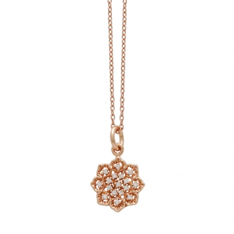 Handmade sterling silver necklace Eight-NK-00155 star with rose gold plating and semi-precious stones (cubic zirconia)