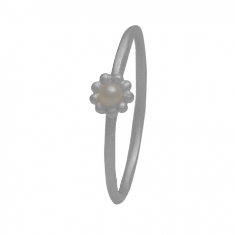 Handmade sterling silver ring Eight-RG-00097 with rhodium plating and semi-precious stones (pearls)