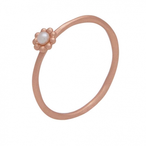 Handmade sterling silver ring Eight-RG-00100 with rose gold plating and semi-precious stones (pearls)