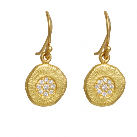 Handmade sterling silver earrings Eight-ER-00195 with gold plating and semi-precious stones (cubic zirconia)