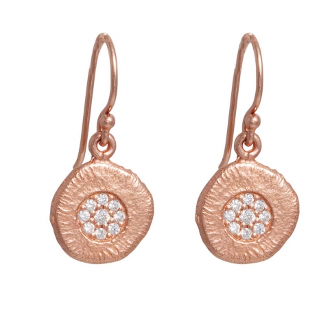 Handmade sterling silver earrings Eight-ER-00196 with rose gold plating and semi-precious stones (cubic zirconia)