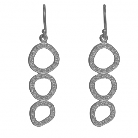 Handmade sterling silver earrings Eight-ER-00201 with rhodium plating and semi-precious stones (cubic zirconia)