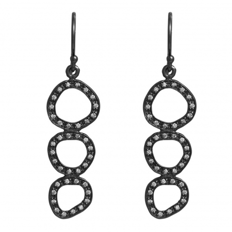 Handmade sterling silver earrings Eight-ER-00202 with black plating and semi-precious stones (cubic zirconia)