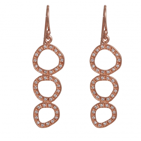 Handmade sterling silver earrings Eight-ER-00204 with rose gold plating and semi-precious stones (cubic zirconia)