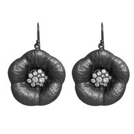 Handmade sterling silver earrings Eight-ER-00190 flowers with black plating and semi-precious stones (cubic zirconia)