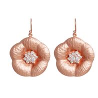 Handmade sterling silver earrings Eight-ER-00192 flowers with rose gold plating and semi-precious stones (cubic zirconia)