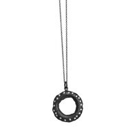 Handmade sterling silver necklace Eight-NK-00253 with black plating and semi-precious stones (cubic zirconia)