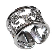 Handmade sterling silver ring Eight-RG-00708 with rhodium plating and semi-precious stones (cubic zirconia)