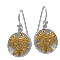 Handmade sterling silver earrings Eight-ER-00042 flowers with rhodium and gold plating