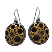Handmade sterling silver earrings Eight-ER-00044 circles with black, gold and rhodium plating
