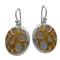 Handmade sterling silver earrings Eight-ER-00045 circles with rhodium and gold plating