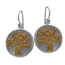 Handmade sterling silver earrings Eight-ER-00048 tree of life with rhodium and gold plating