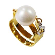 Handmade sterling silver ring Eight-RG-00719 with gold and rhodium plating and semi-precious stones (pearls)