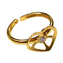 Handmade sterling silver ring Eight-RG-00723 heart with gold plating and semi-precious stones (cubic zirconia)