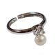 Handmade sterling silver ring Eight-RG-00707 with rhodium plating and semi-precious stones (pearls and cubic zirconia)