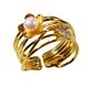 Handmade sterling silver ring Eight-RG-00717 flower with gold plating and semi-precious stones (pearls and cubic zirconia)